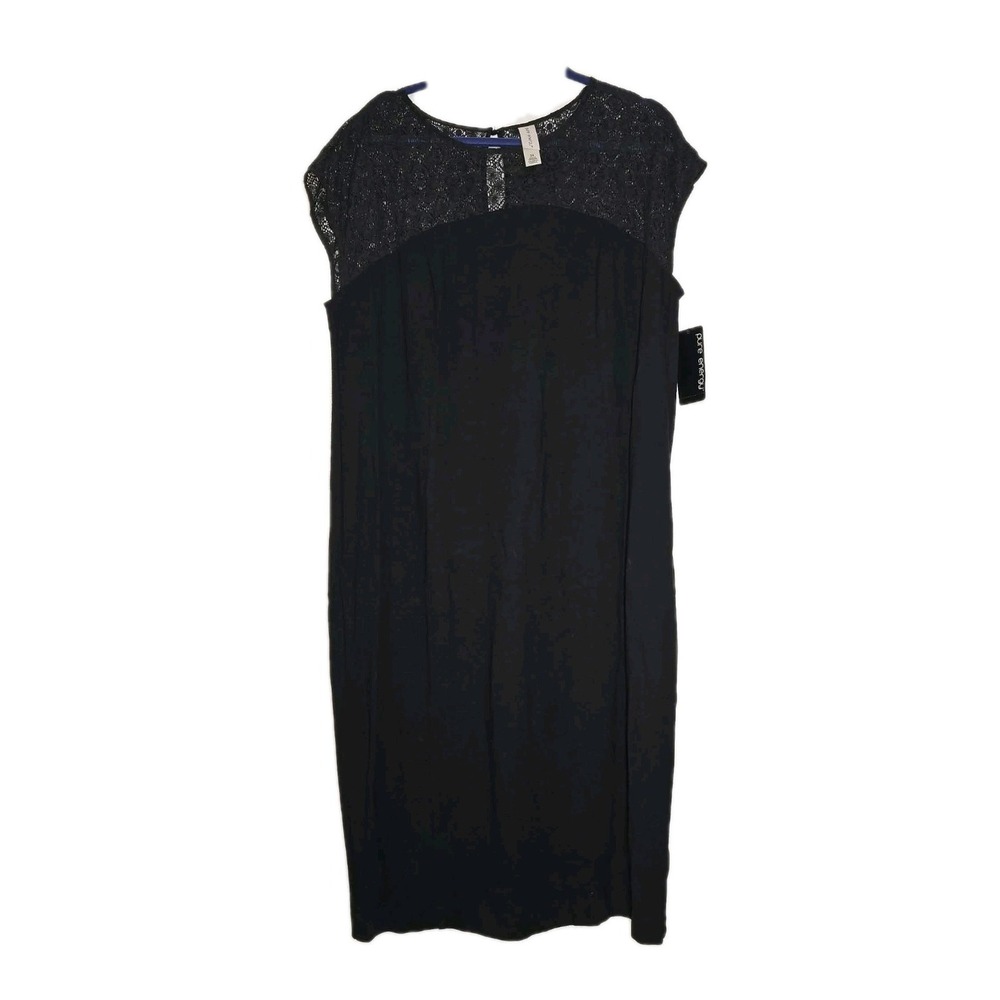 Pure Energy NWT Black Lace Overlay Dress 3X Plus Size Classic Career